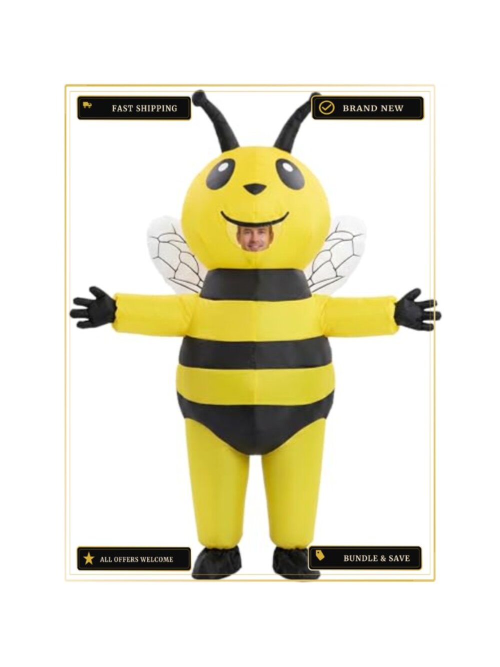 Adult Inflatable Bumble Bee Costume Full Body Blow Up Funny Cosplay Suit